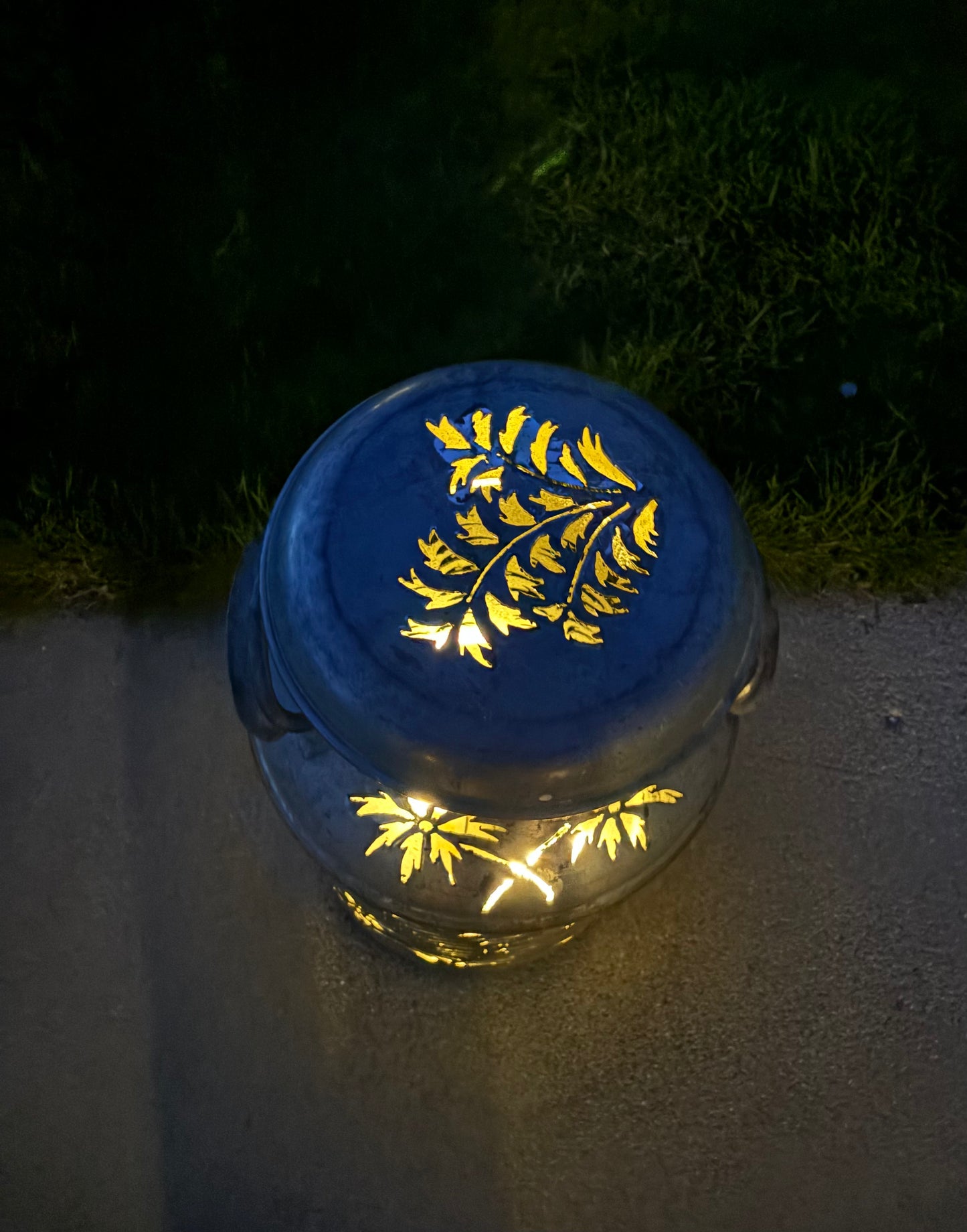 Vintage Milk Can Flower and Leaf Luminary