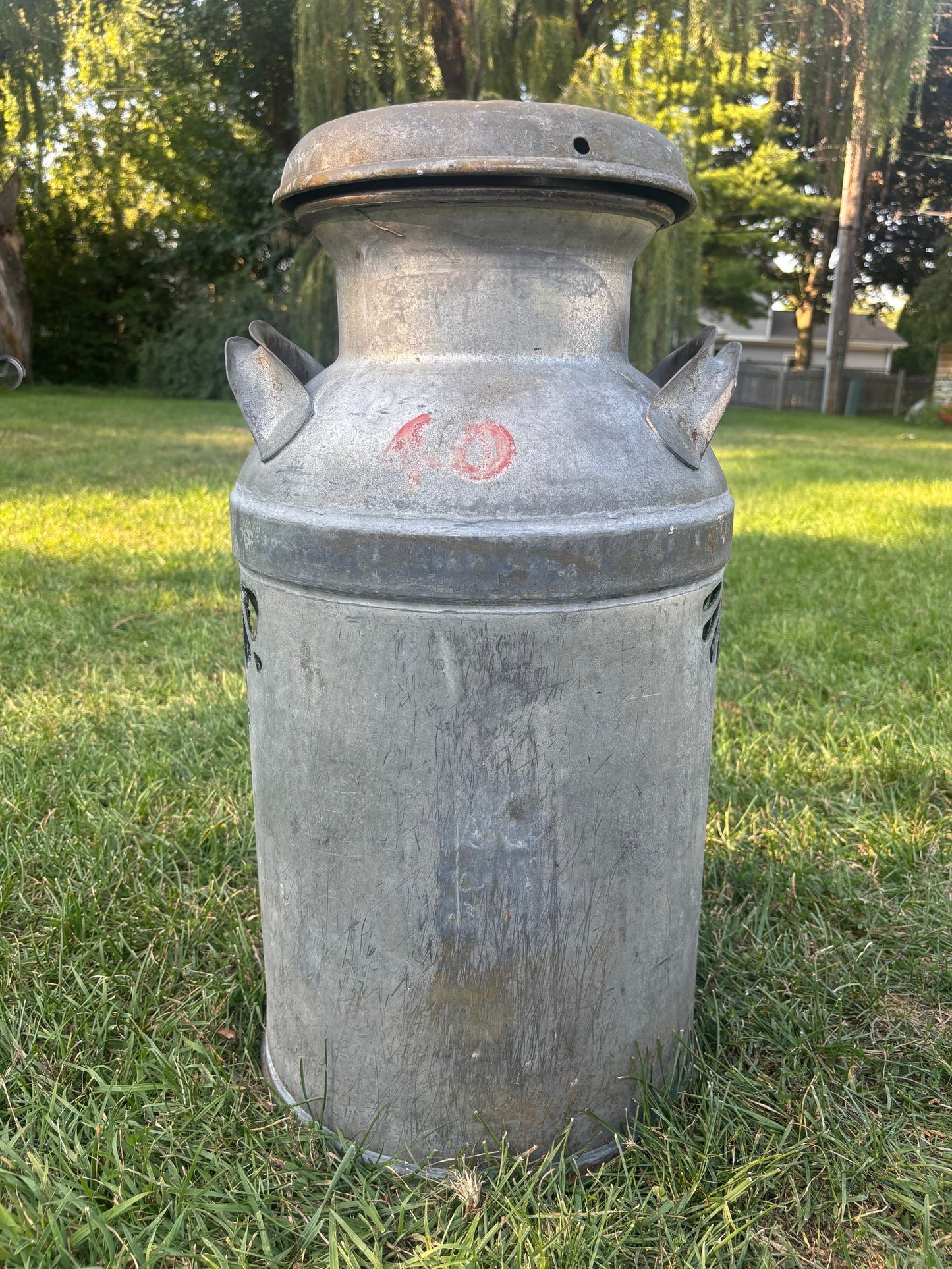 Vintage Milk Can - Hummingbird and Flower Design