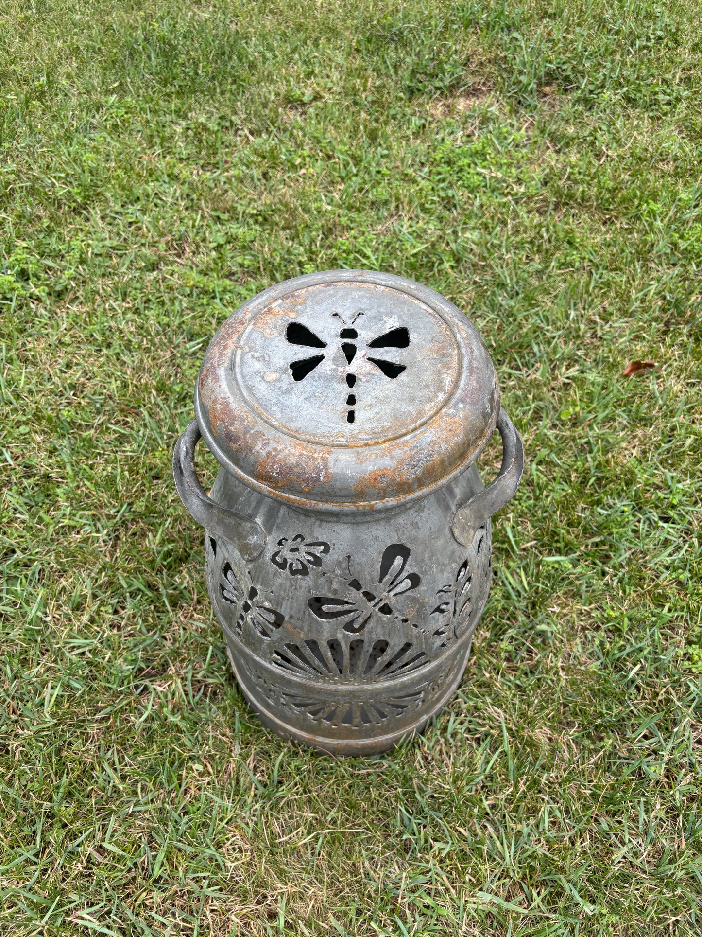 Vintage Milk Can - Dragonfly Design