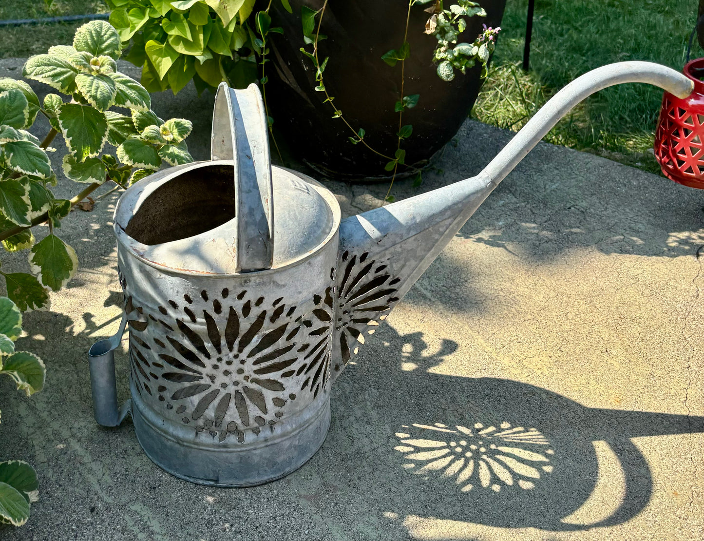 Vintage Watering Can Flower Luminary