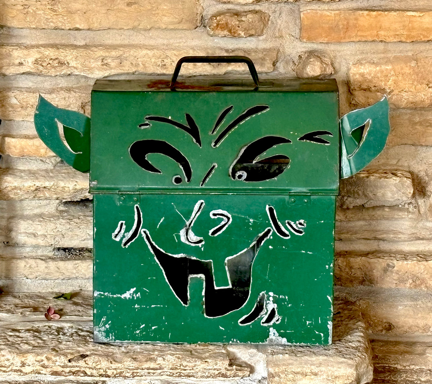 Vintage Green Goblin Paint Brush Holder Jack-o-Lantern