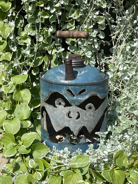 Antique Gas Can Jack-o-Lantern - gray and blue