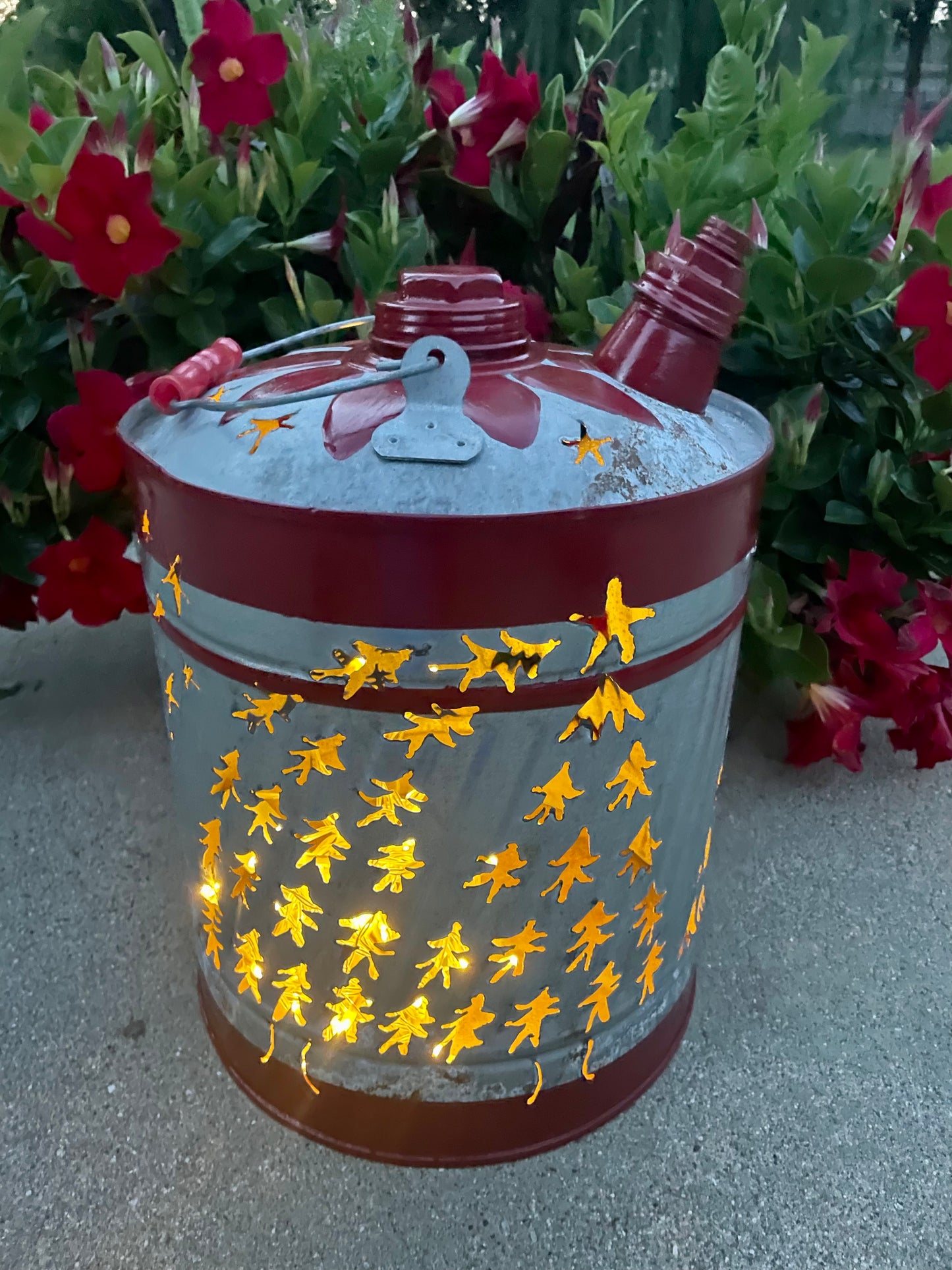 Large Christmas Tree Gas Can Luminary - Red Striped