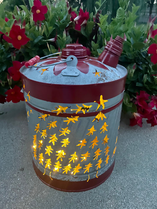 Large Christmas Tree Gas Can Luminary - Red Striped