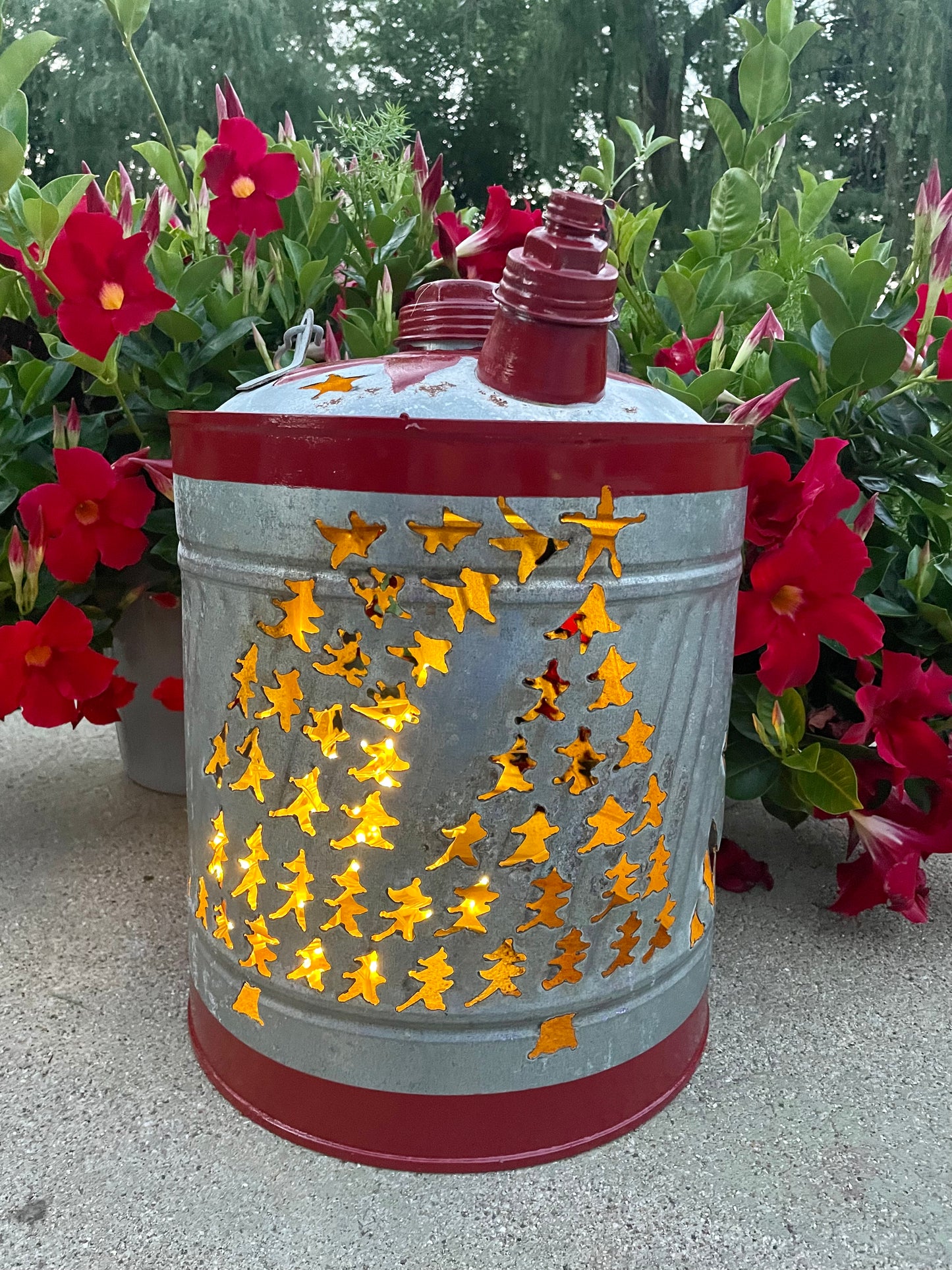 Large Christmas Tree Gas Can Luminary - Red Stripe