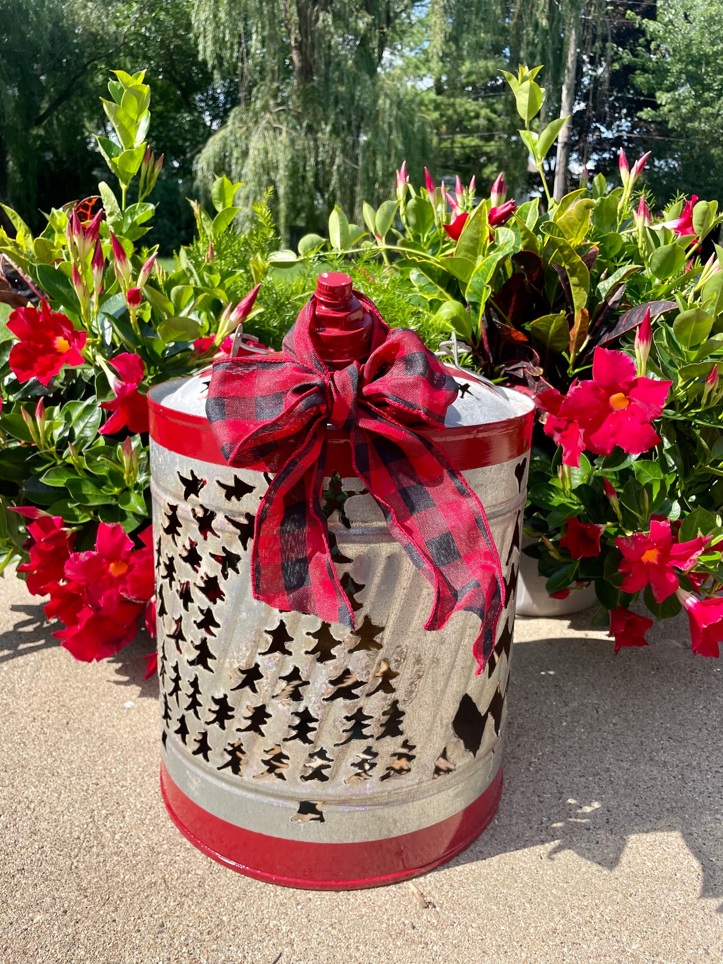 Large Christmas Tree Gas Can Luminary - Red Stripe