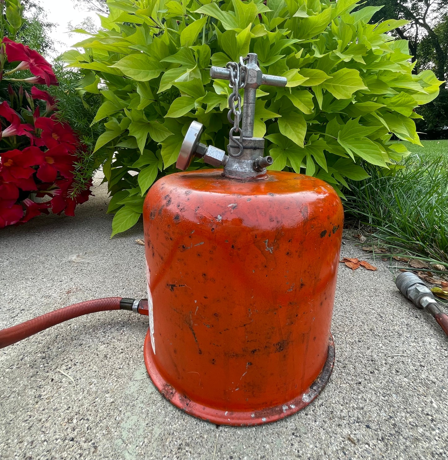 Antique Orange Air Compressor Jack-o-Lantern