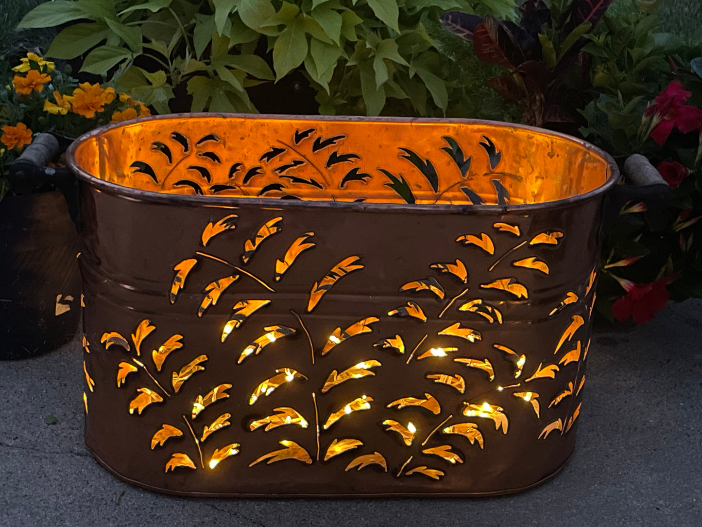 Vintage Copper Boiler Luminary - Hand cut willow branches