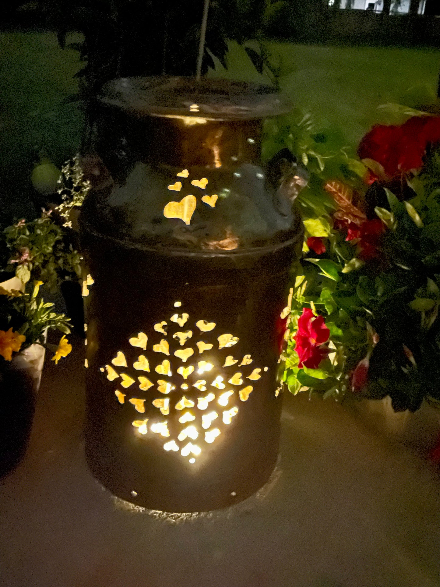 Vintage Heart Milk Can with Flower