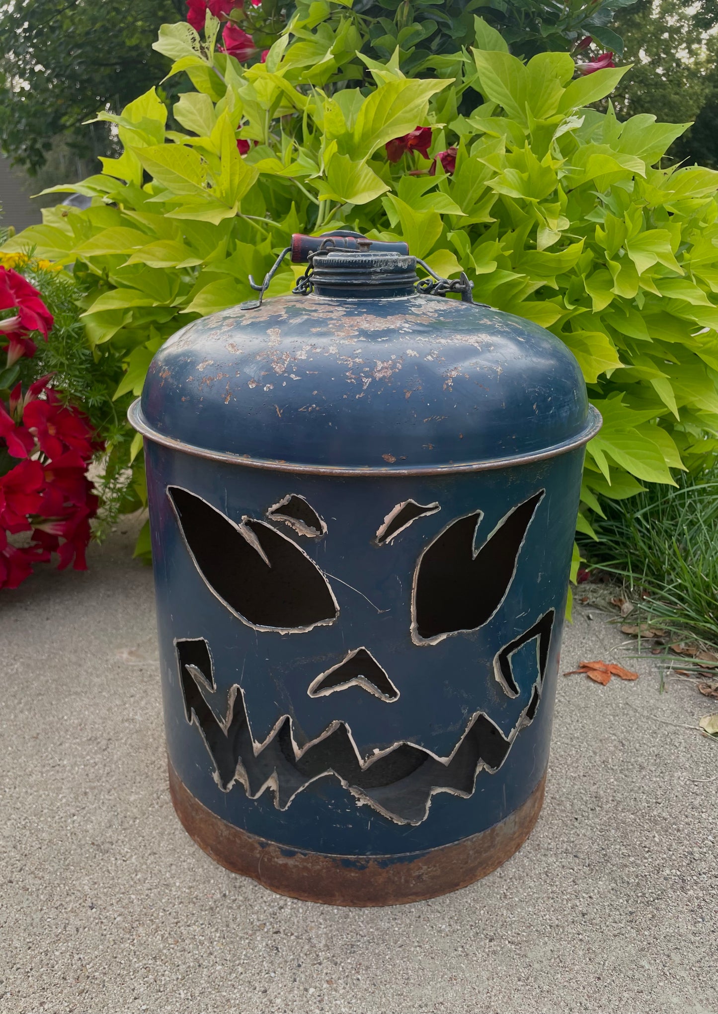 Spooky Antique Gas Can Jack-o-Lantern