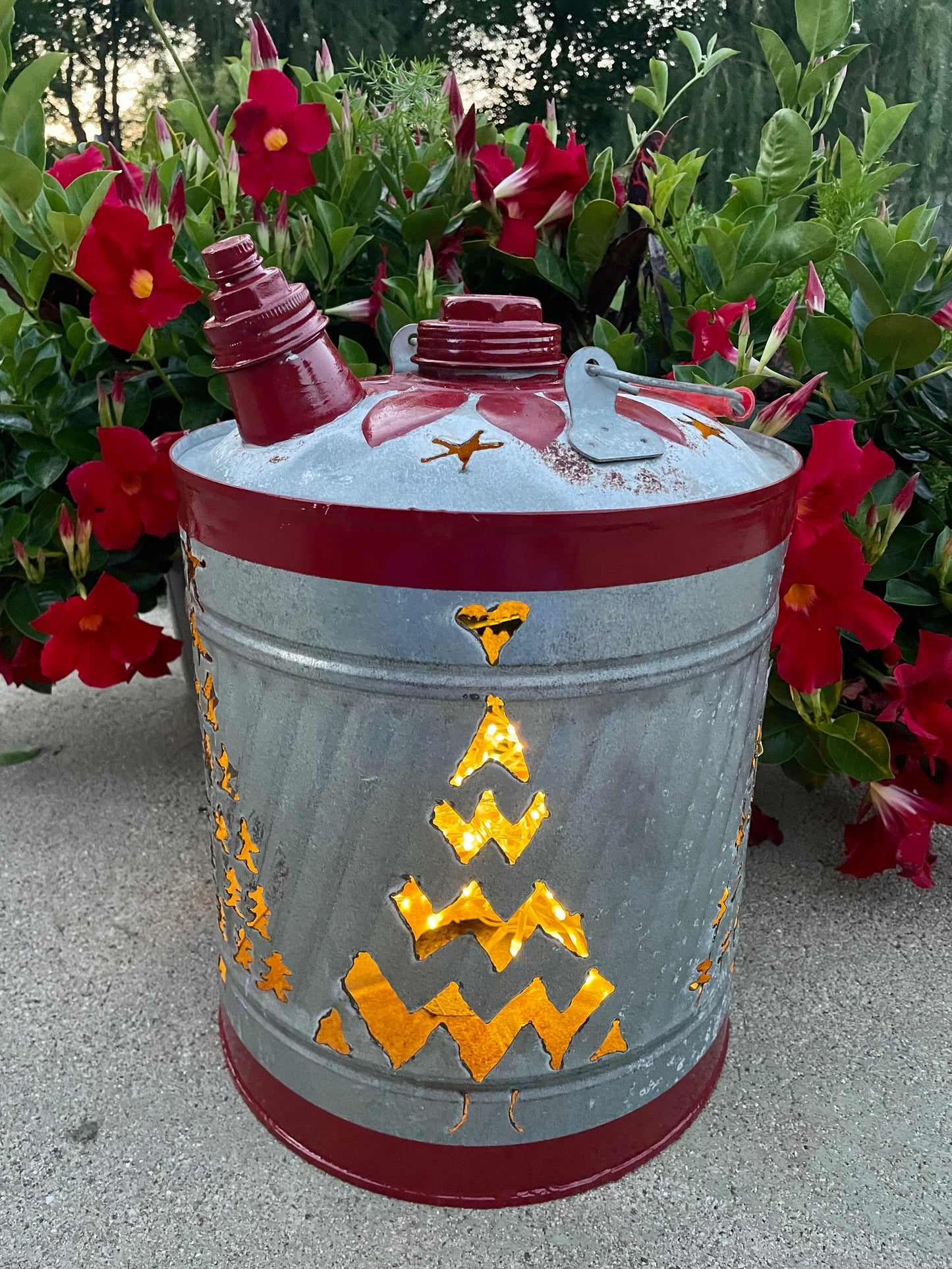 Large Christmas Tree Gas Can Luminary - Red Stripe