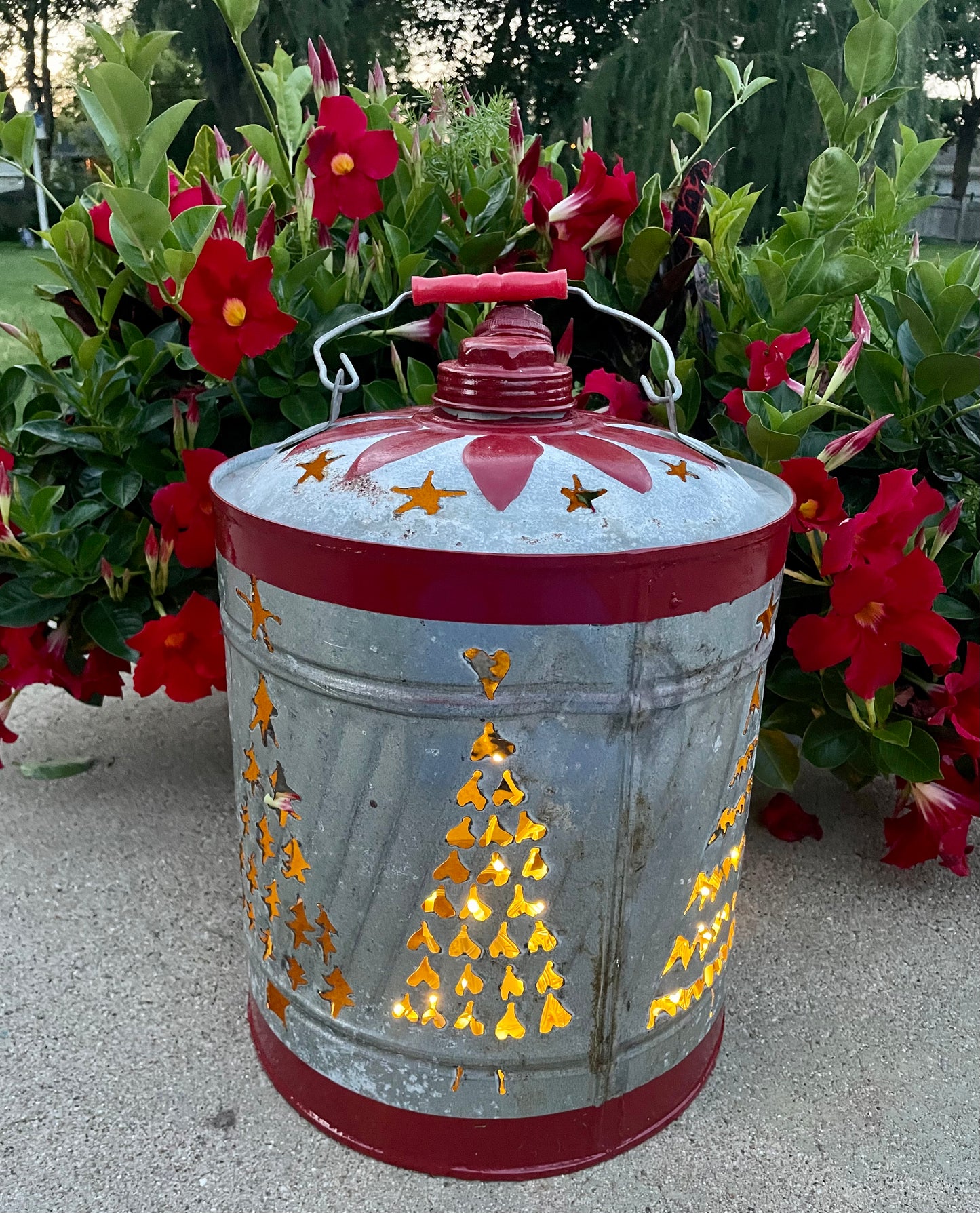 Large Christmas Tree Gas Can Luminary - Red Stripe