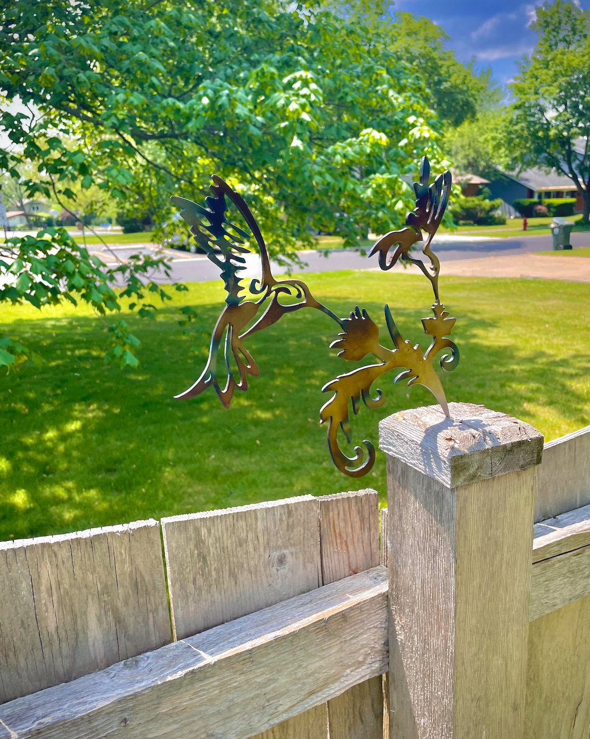 Hummingbirds, Flame Painted or Raw Steel