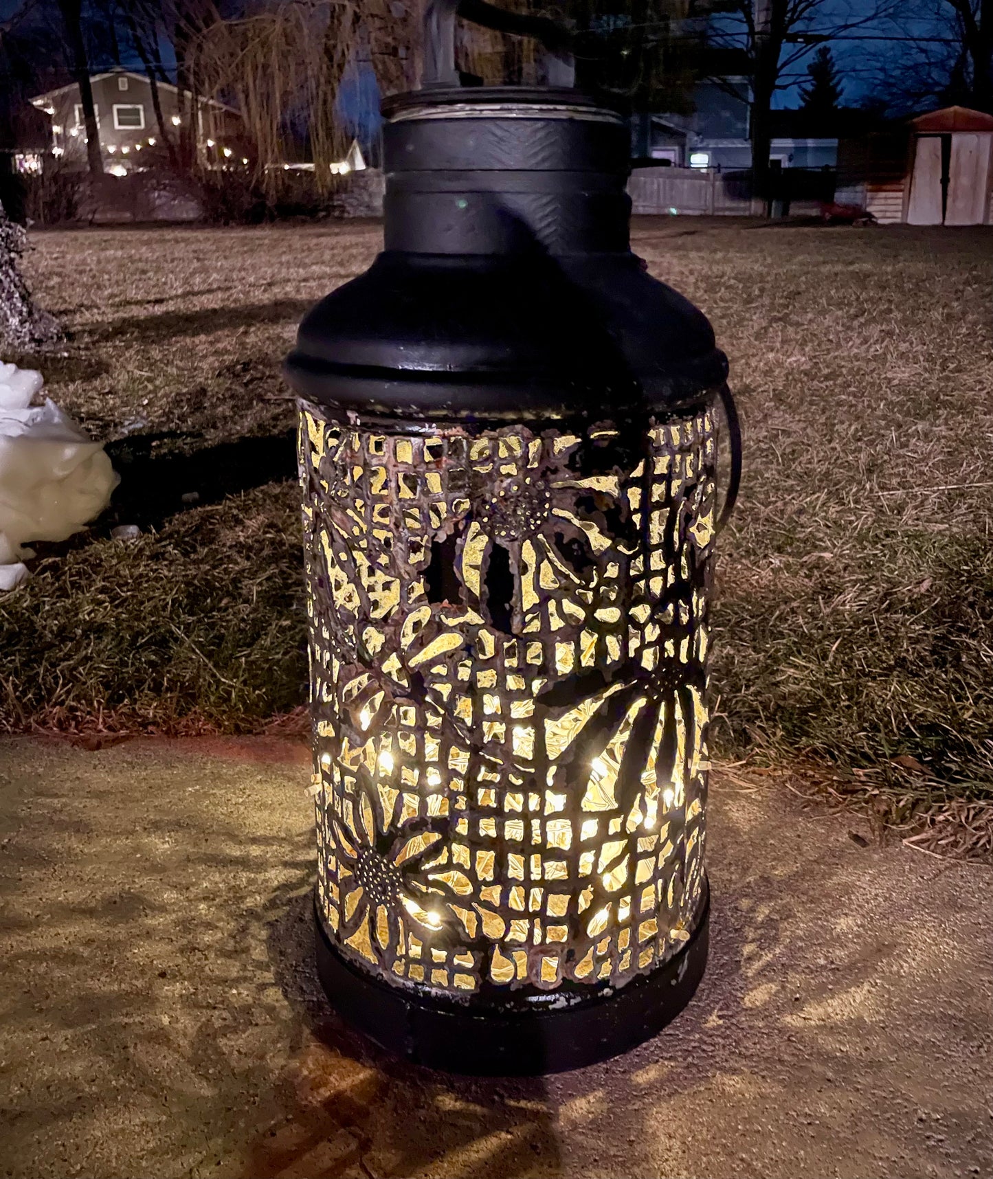 1920s Vintage Fluted Black Oil Can Luminary