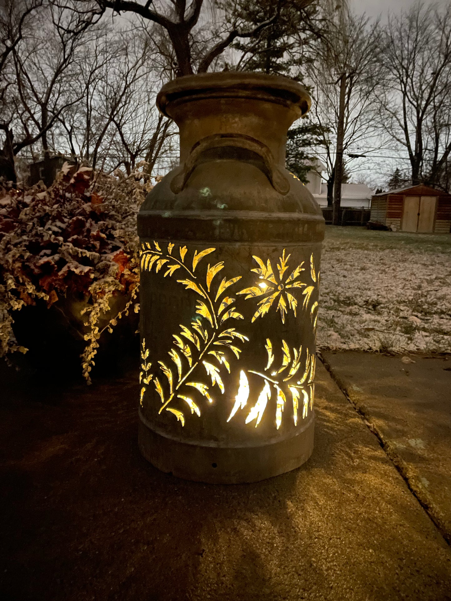 Vintage Milk Can Luminary - Hand Cut