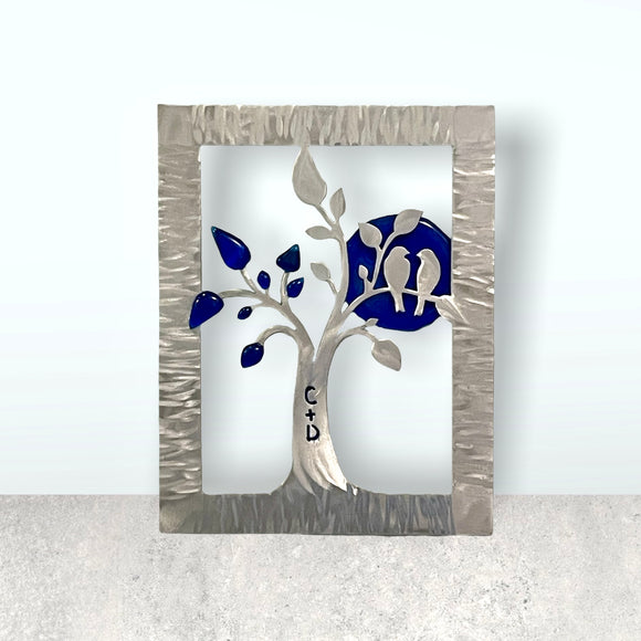 Love Birds Metal and Glass Personalized Wall Art
