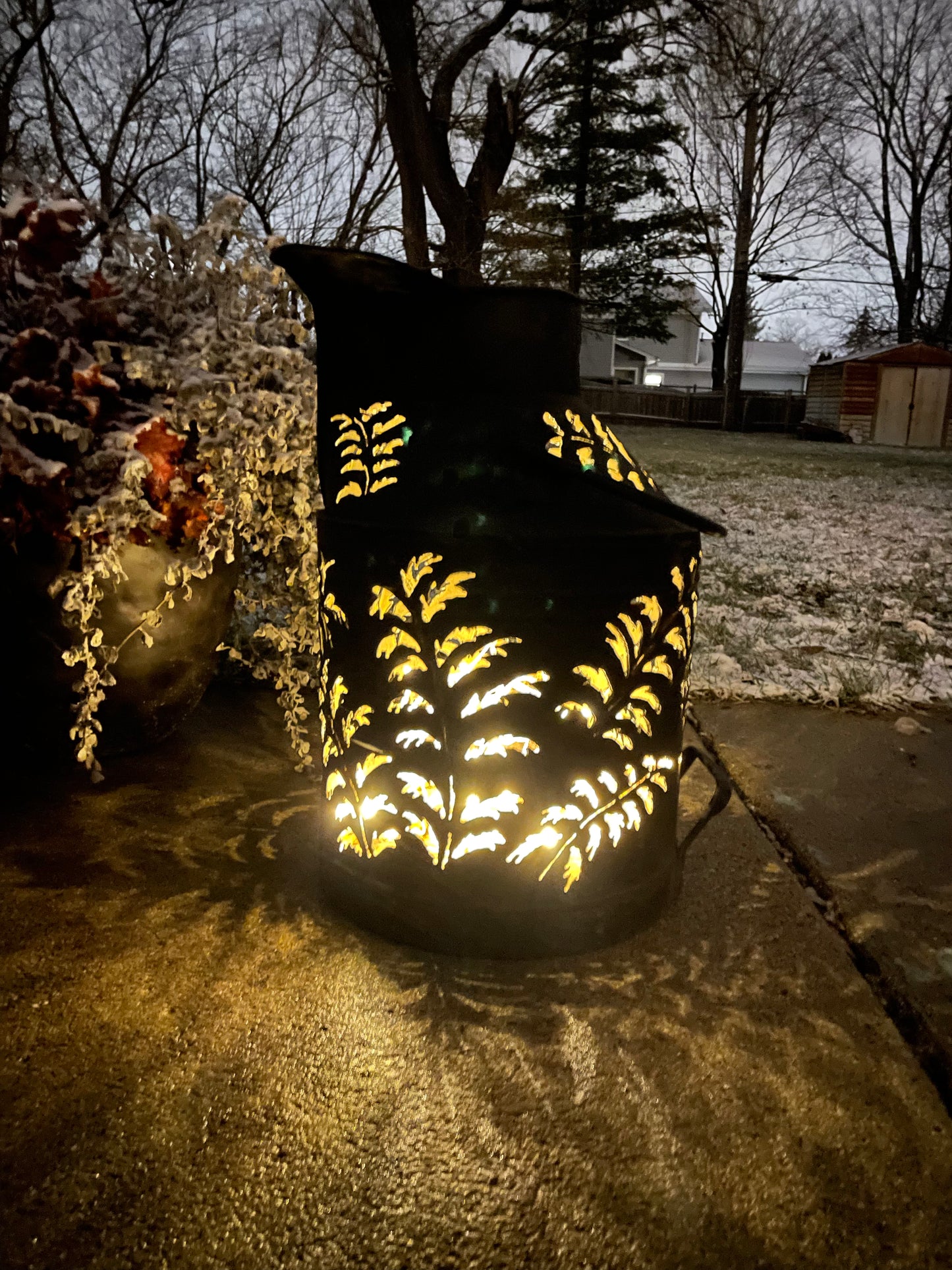 Vintage Hand-Cut Black Can Luminary