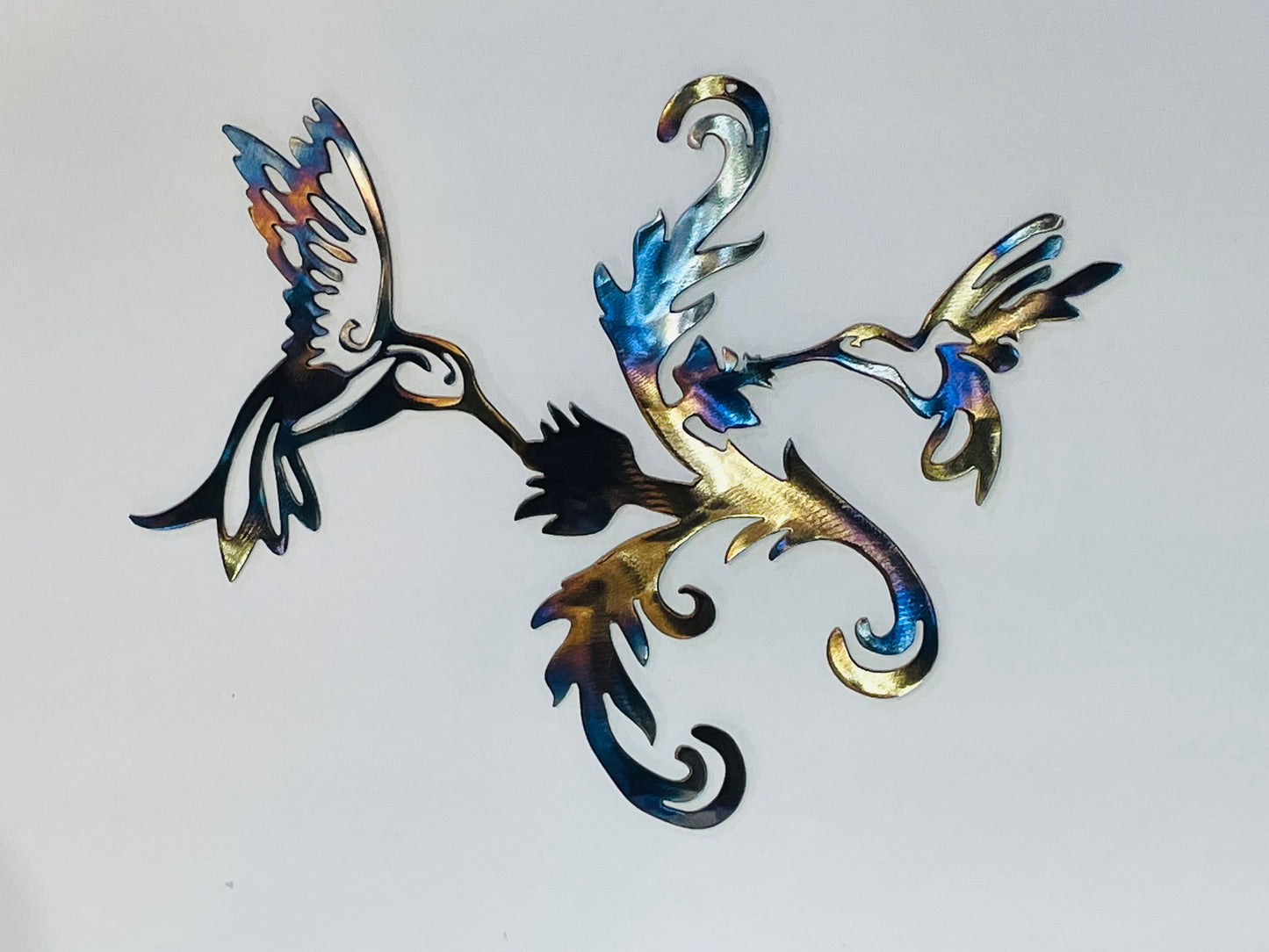 Hummingbirds, Flame Painted or Raw Steel