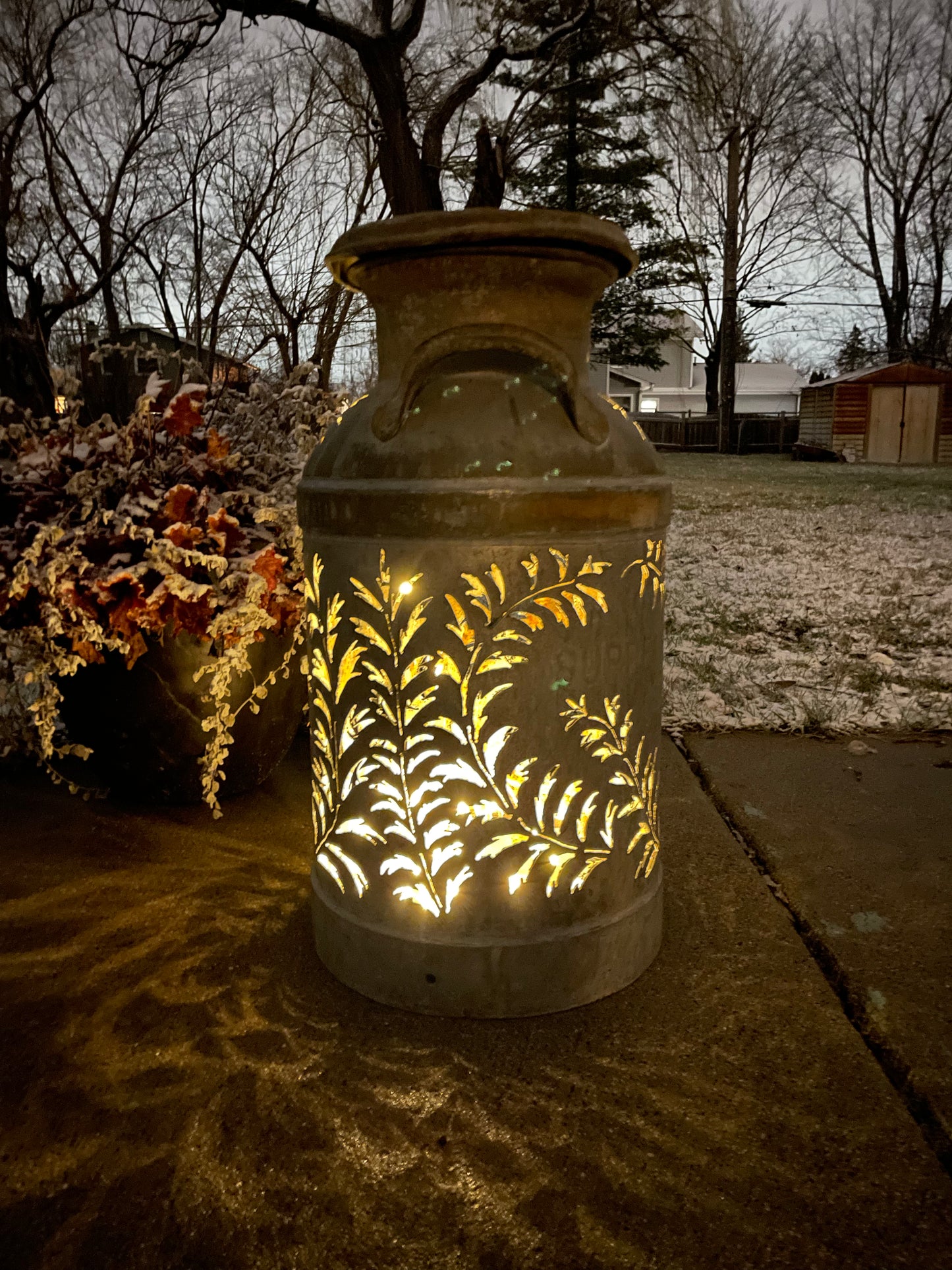 Vintage Milk Can Luminary - Hand Cut