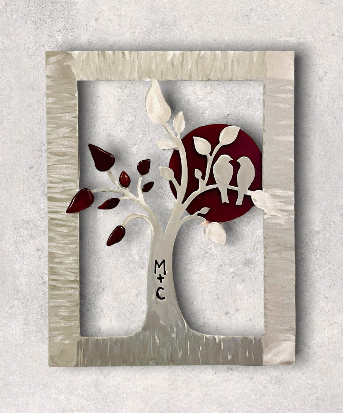 Love Birds Metal and Glass Personalized Wall Art