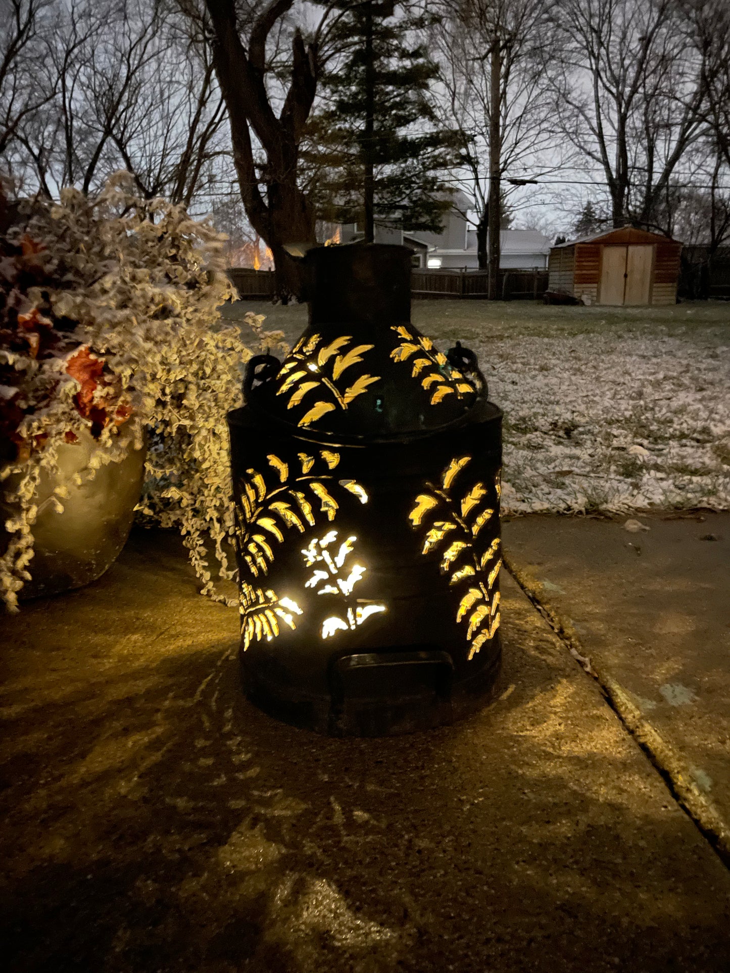 Vintage Hand-Cut Black Can Luminary