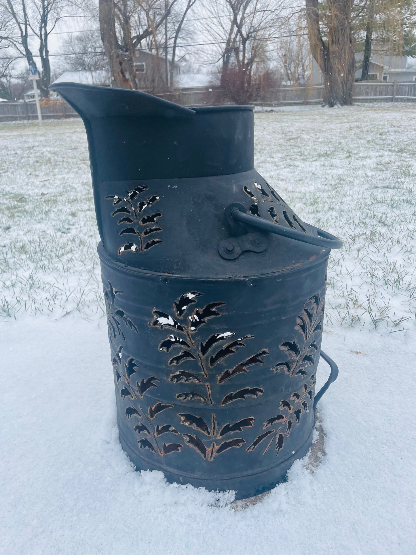Vintage Hand-Cut Black Can Luminary