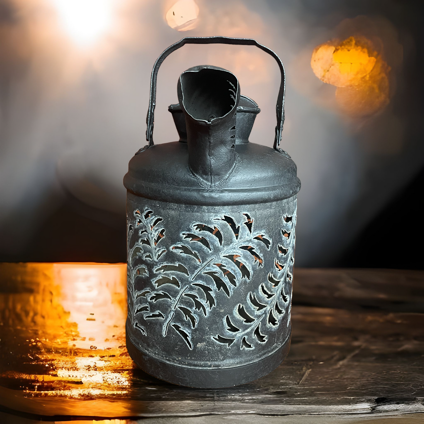 Antique Hand-Cut Oil Can Luminary