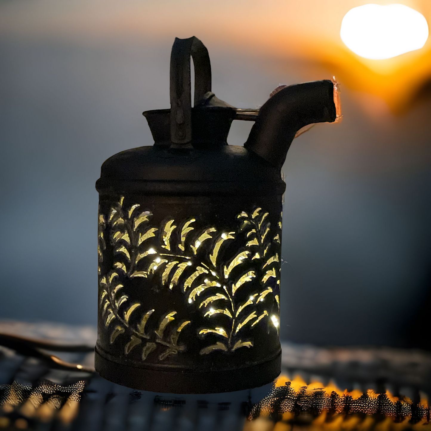Antique Hand-Cut Oil Can Luminary