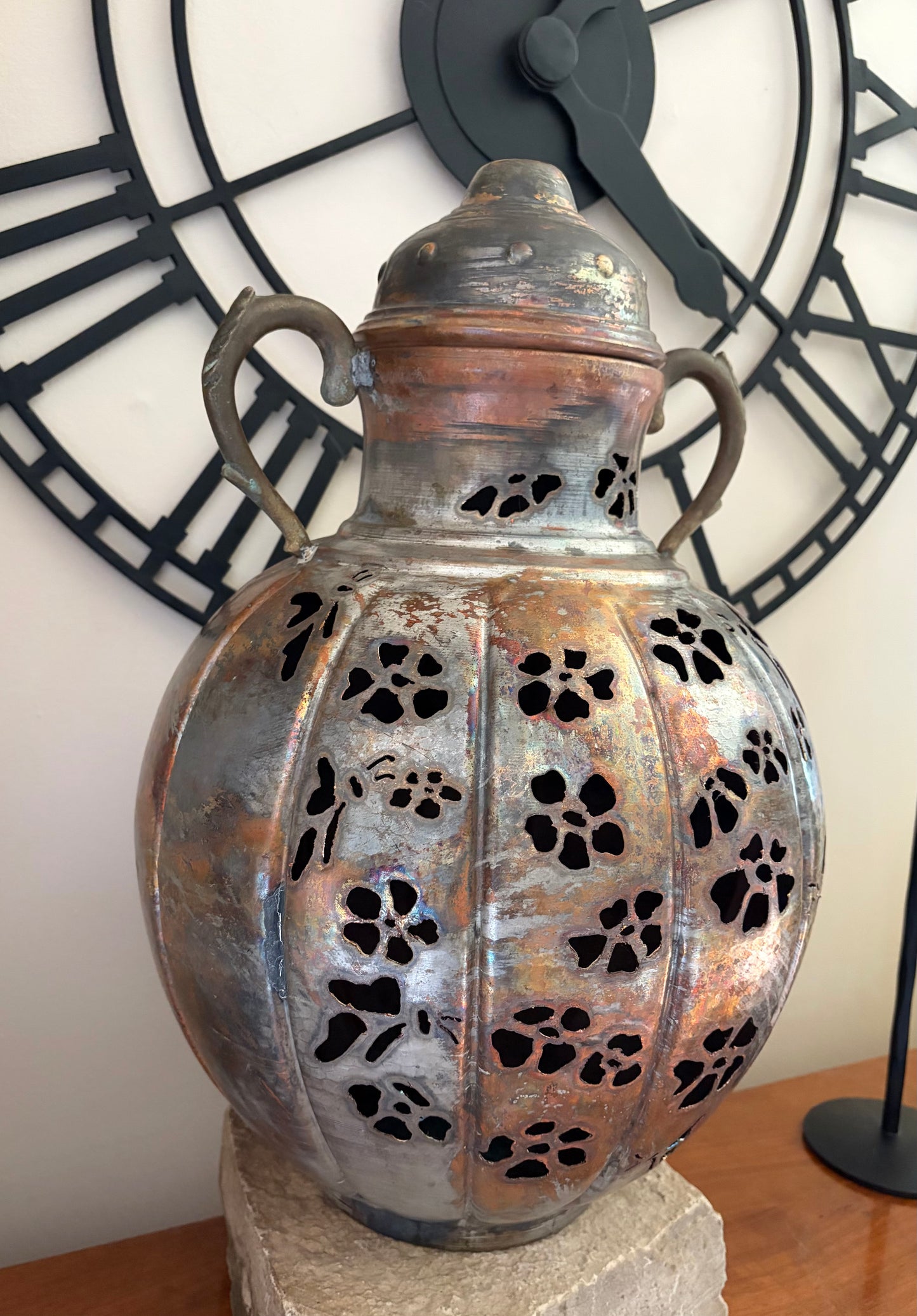 Handcrafted Flower and Butterfly Copper Pitcher