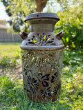 Vintage Milk Can Luminary - Butterfly Design