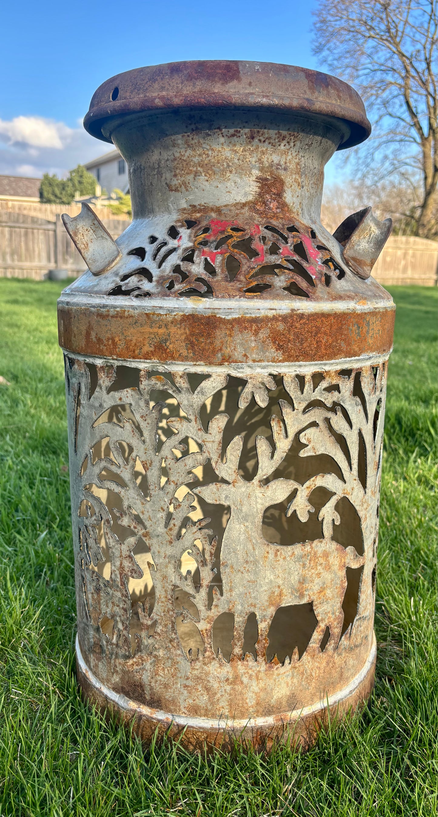 Antique Milk Can - Deer in the Forest Design
