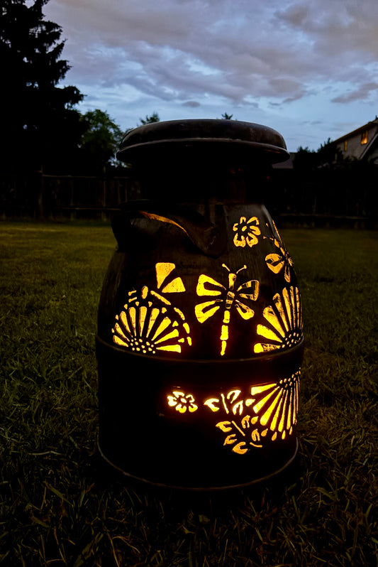 Vintage Milk Can  - Dragonfly Design