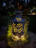 Large Antique Hand-Cut Flower Oil Can
