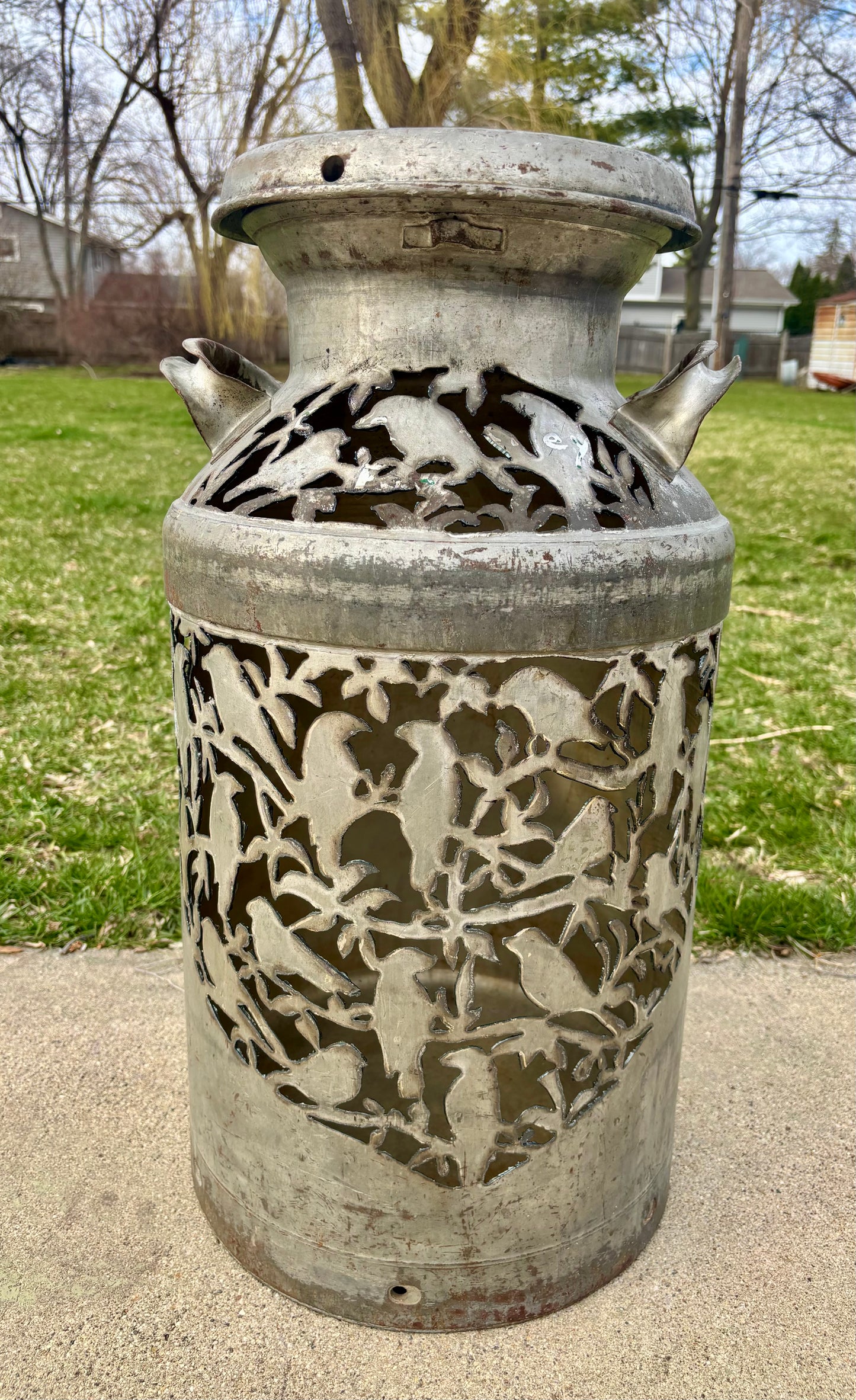Antique Milk Can - Bird Design
