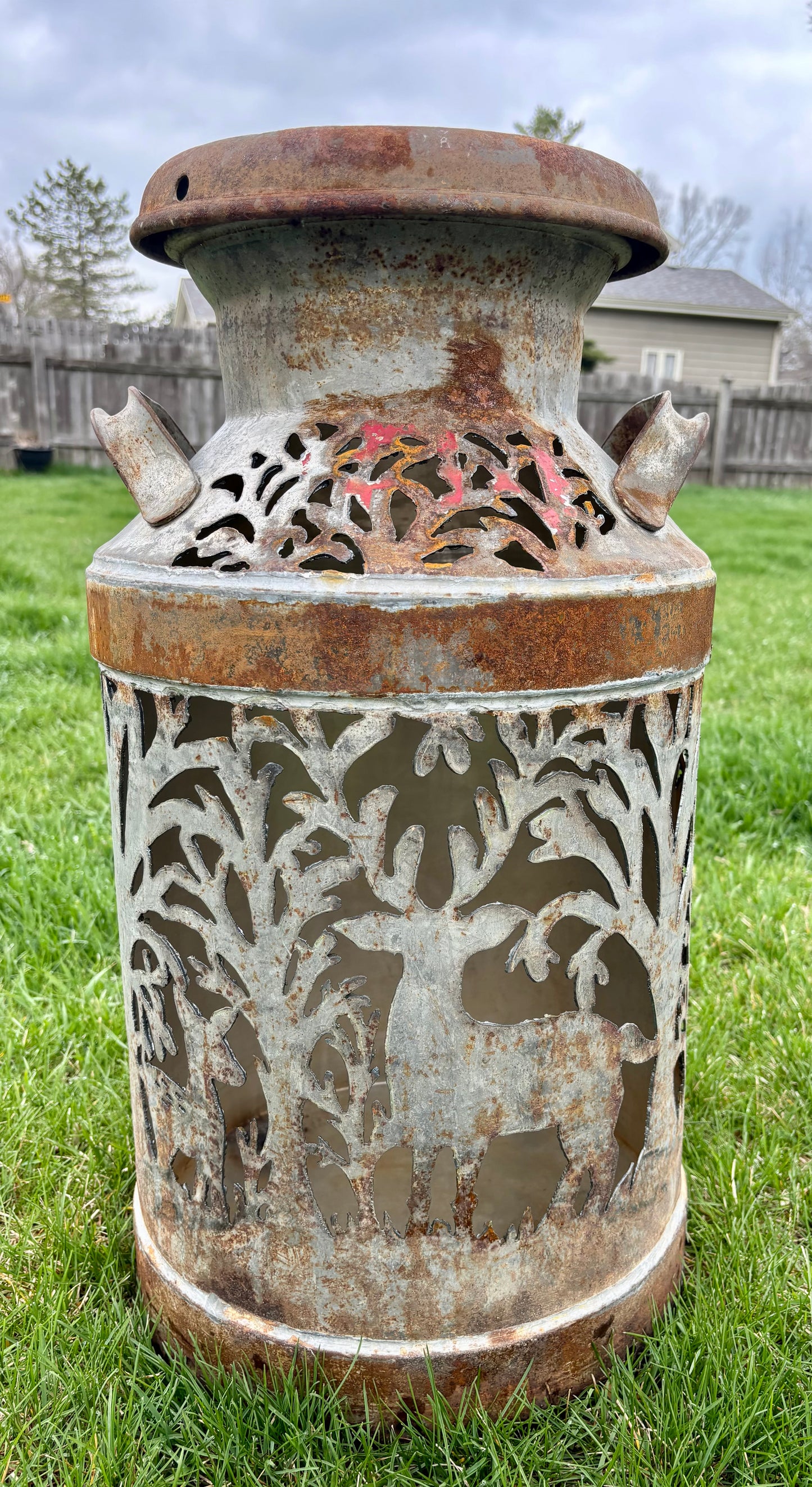 Antique Milk Can - Deer in the Forest Design