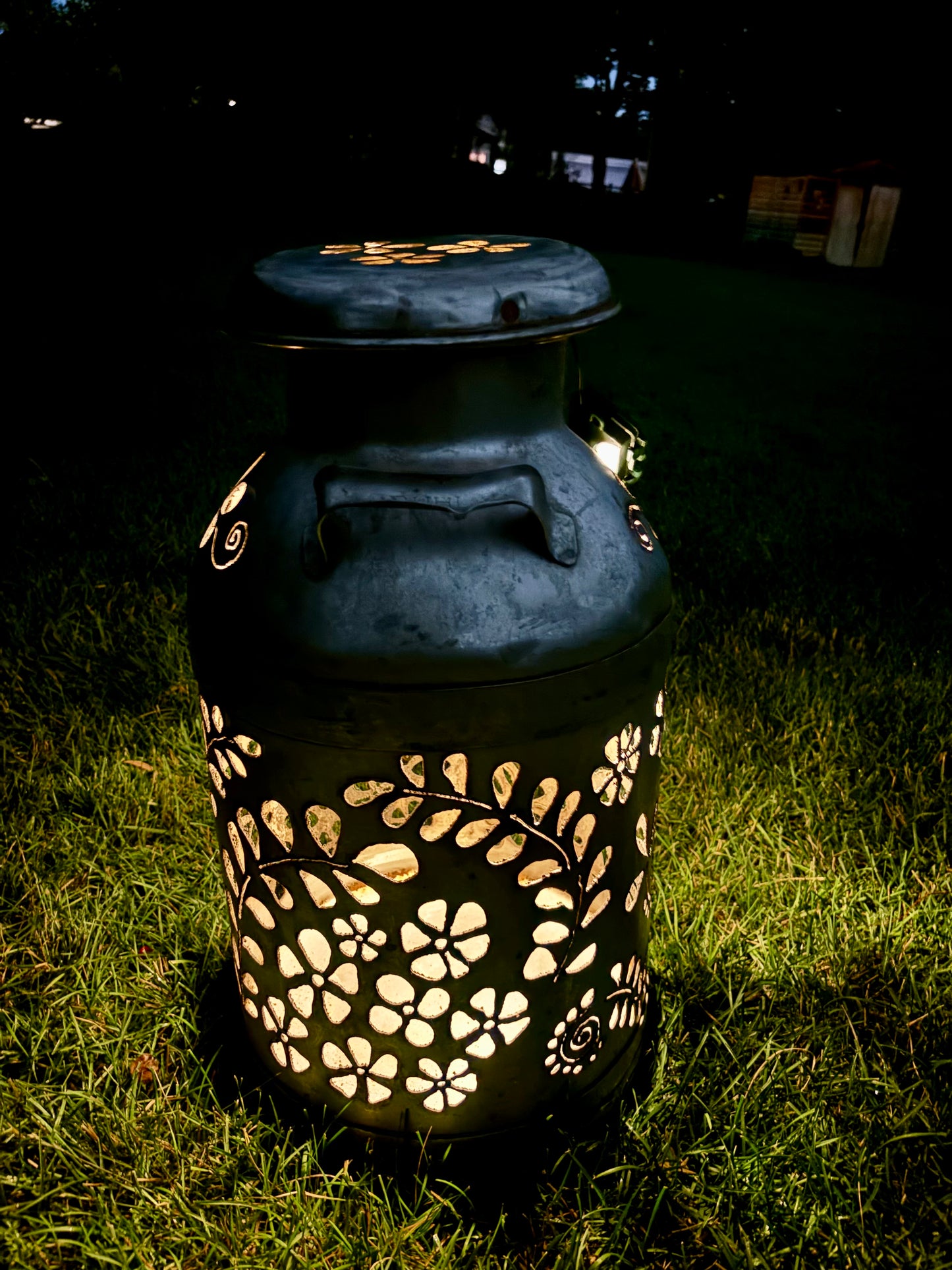 Vintage Milk Can Flower Luminary
