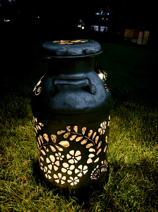 Vintage Milk Can Flower Luminary