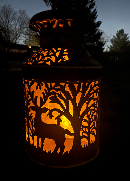 Antique Milk Can - Deer in the Forest Design