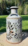 Large Antique Hand-Cut Flower Oil Can