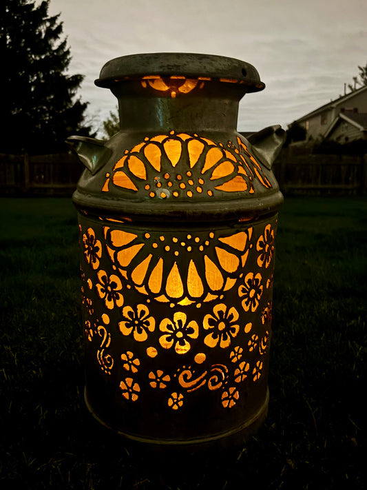 Vintage Milk Can  - Flower Design