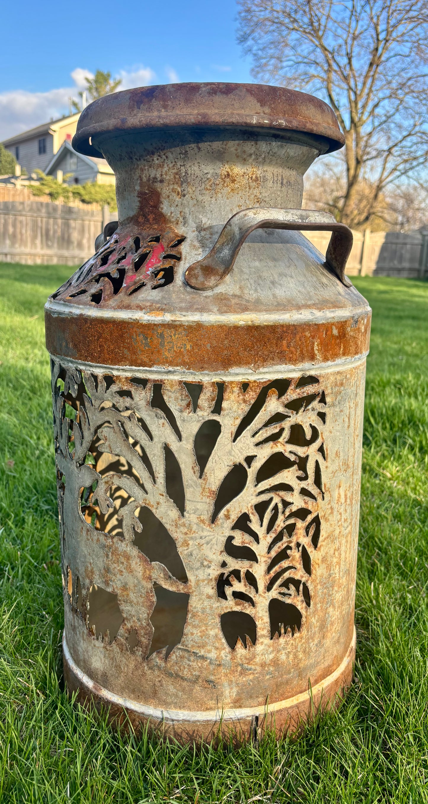 Antique Milk Can - Deer in the Forest Design