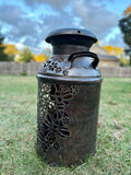 Vintage Handcrafted Milk Can -  Bee and Flower Design