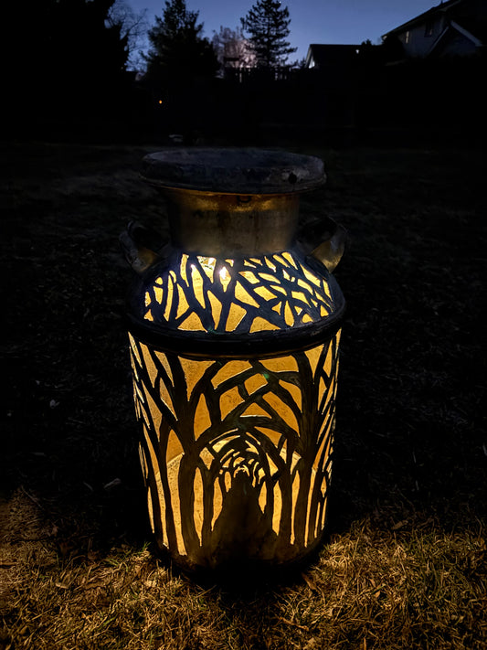 Vintage Milk Can Luminary - Into the Wood Design