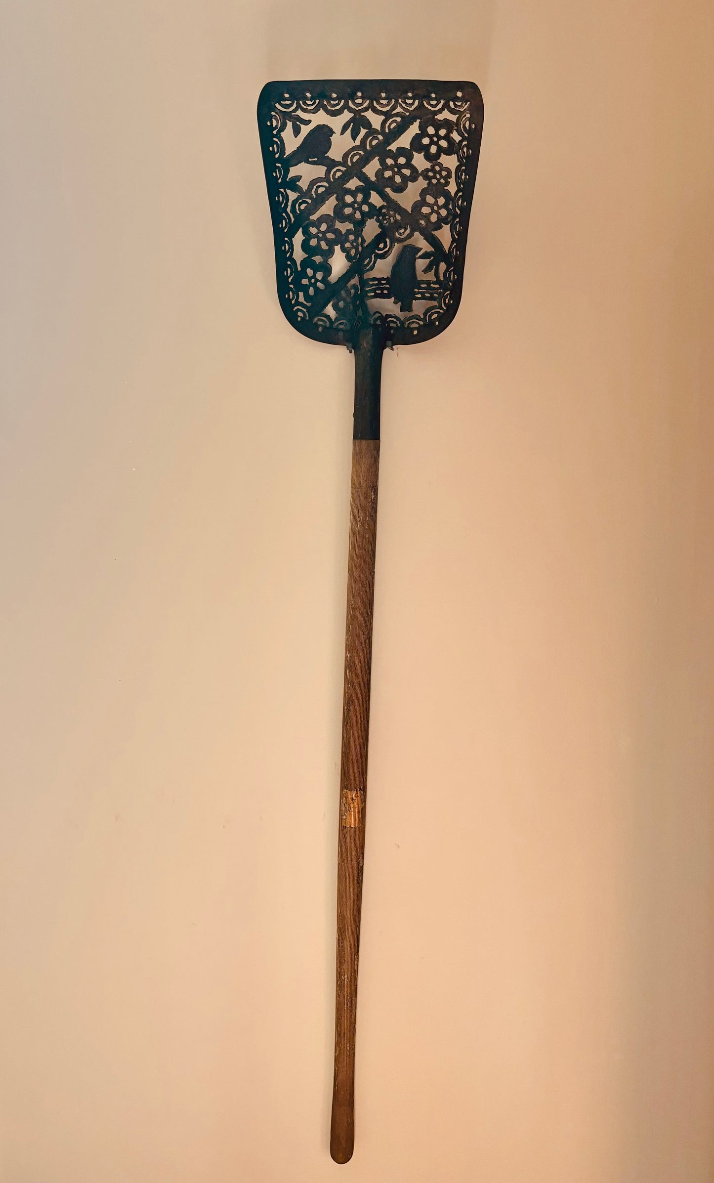 Antique Shovel - Hand Cut - Bird and Flower Silhouette