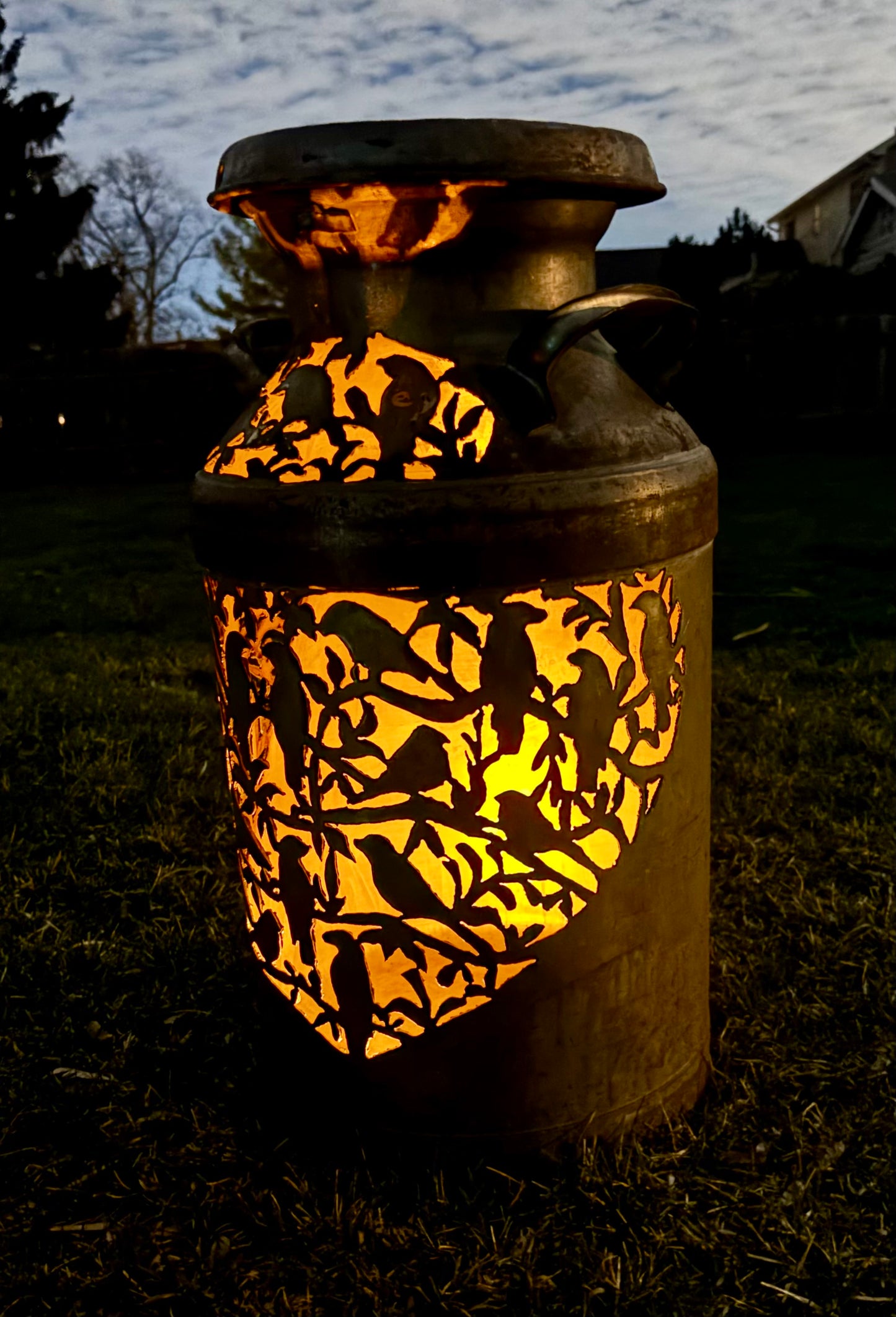 Antique Milk Can - Bird Design