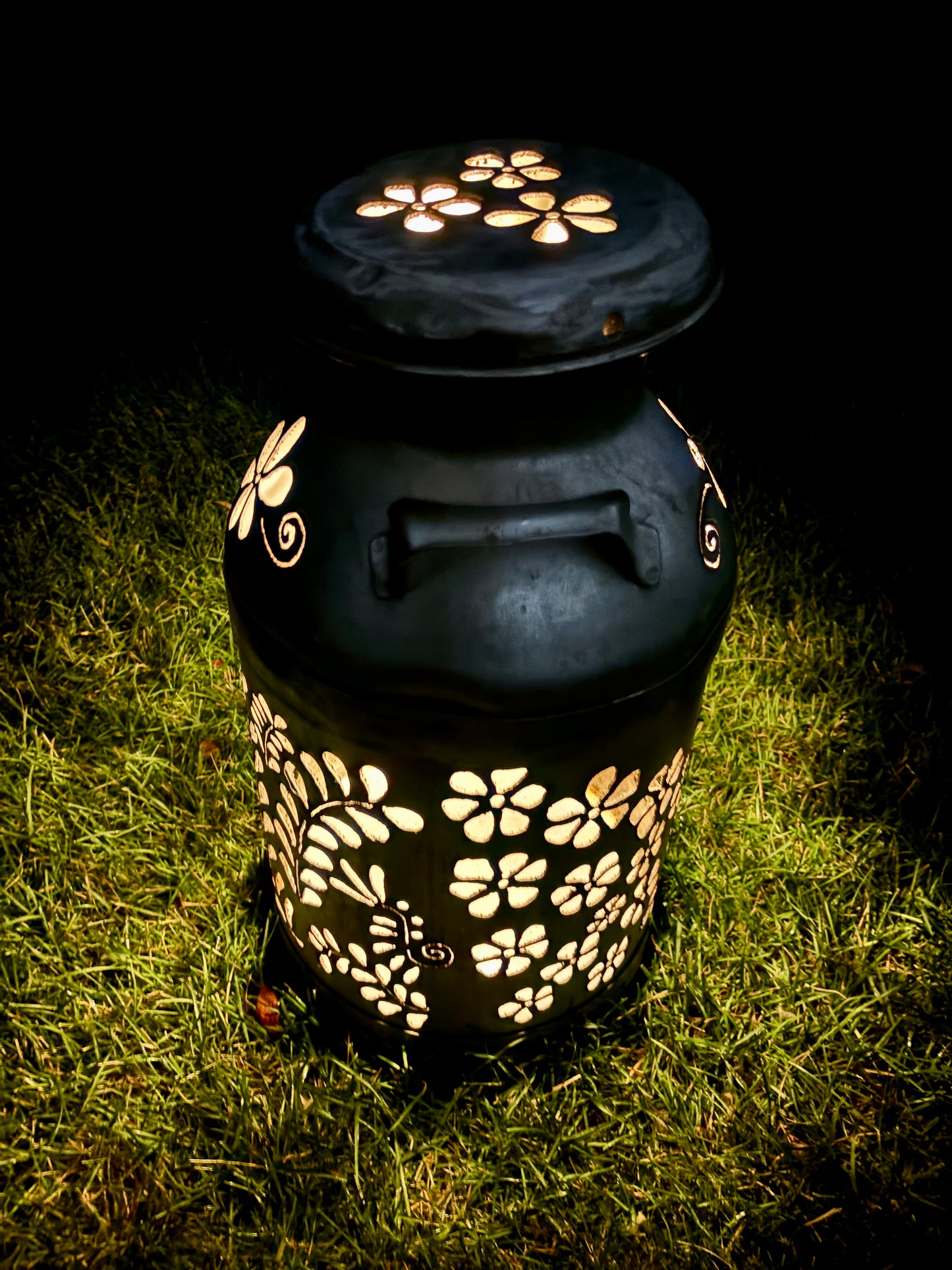 Vintage Milk Can Flower Luminary