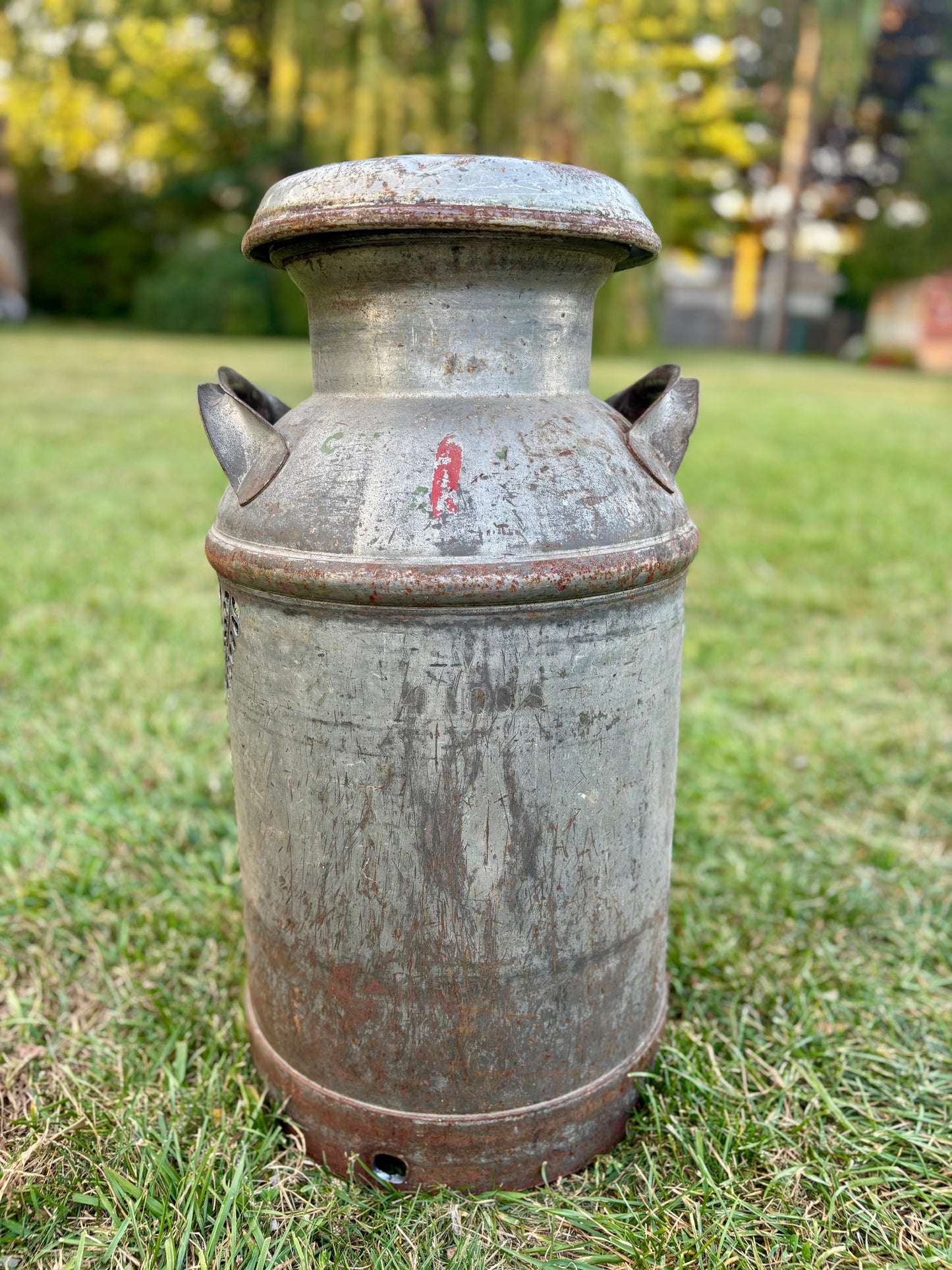 Antique Milk Can  - Butterfly Design