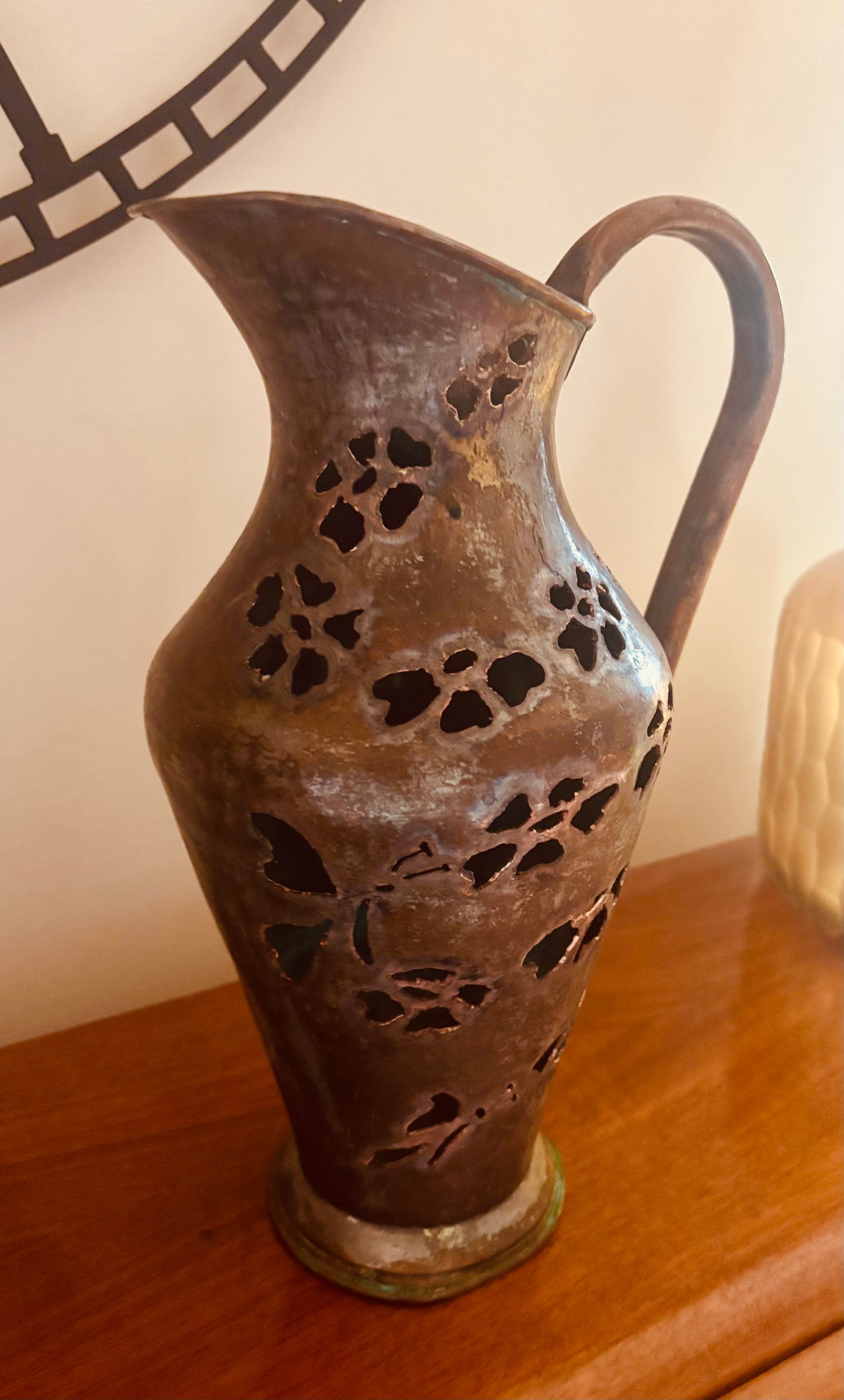 Handcrafted Copper Pitcher - Flower and Butterfly Design