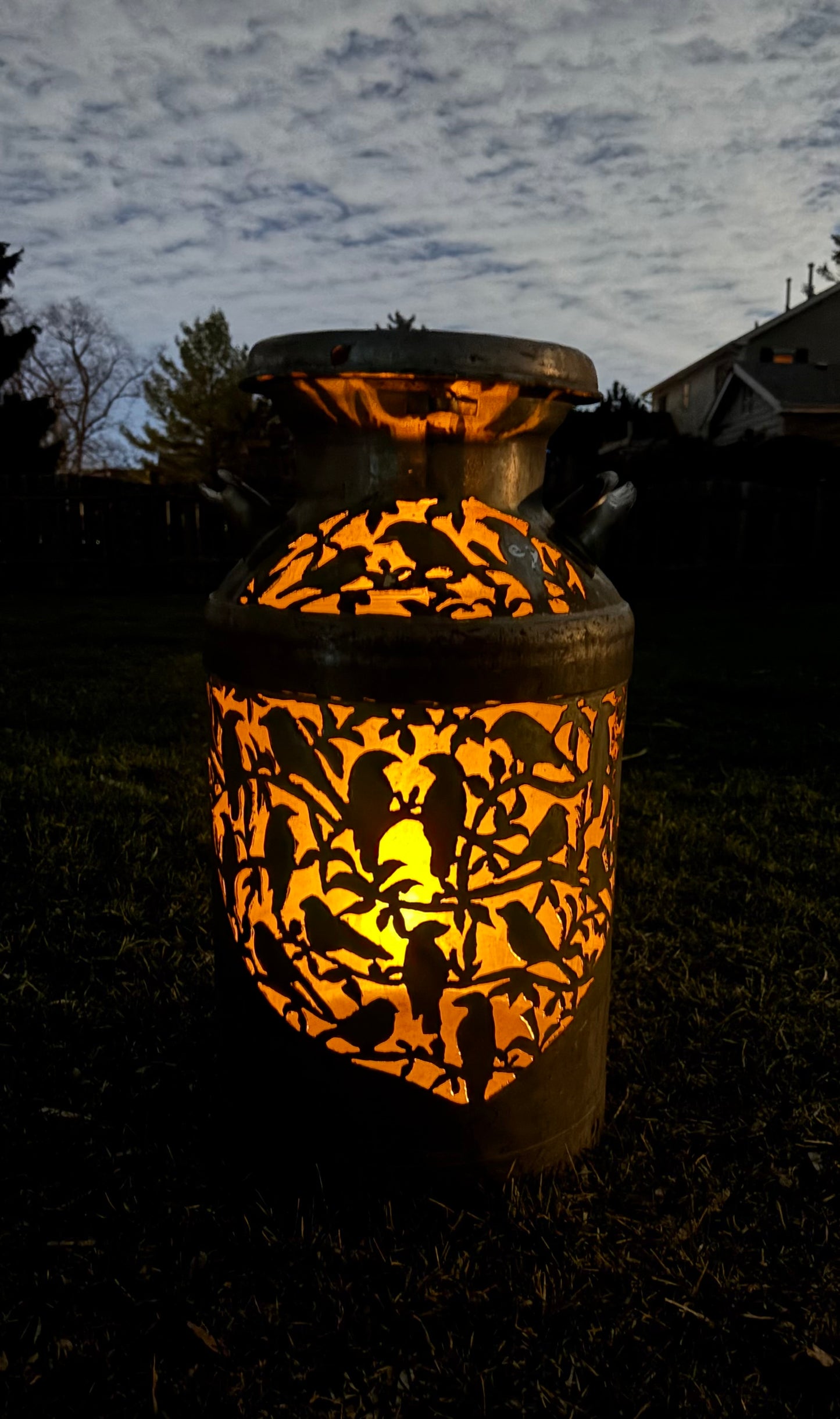 Antique Milk Can - Bird Design