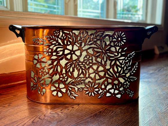 Vintage Copper Boiler - Flowers, Bee, and Butterflies